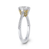 Shah Luxury 14K Two Tone Gold Round Diamond Floral Engagement Ring (Semi-Mount) photo 3