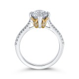 Shah Luxury 14K Two Tone Gold Round Diamond Floral Engagement Ring (Semi-Mount) photo 4