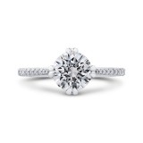 Shah Luxury 14K Two Tone Gold Round Diamond Floral Engagement Ring (Semi-Mount) photo