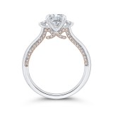 Shah Luxury 14K Two-Tone Gold Round and Oval Diamond Three-Stone Engagement Ring (Semi-Mount) photo 4