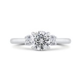 Shah Luxury 14K Two-Tone Gold Round and Oval Diamond Three-Stone Engagement Ring (Semi-Mount) photo
