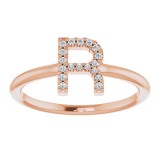 14K Rose .08 CTW Diamond Initial R Ring photo 3