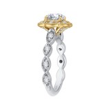 Shah Luxury 14K Tow-Tone Gold Round Cut Diamond Floral Halo Engagement Ring (Semi-Mount) photo 3