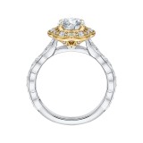 Shah Luxury 14K Tow-Tone Gold Round Cut Diamond Floral Halo Engagement Ring (Semi-Mount) photo 4