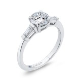 Shah Luxury 14K White Gold Round Diamond Classic Engagement Ring (Semi-Mount) photo 2