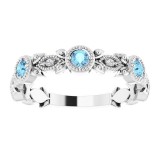 14K White Aquamarine & .03 CTW Diamond Leaf Ring photo 3