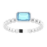 14K White Aquamarine Stackable Family Ring photo 3