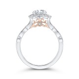 Shah Luxury 14K Two-Tone Gold Round Diamond Floral Halo Engagement Ring (Semi-Mount) photo 4