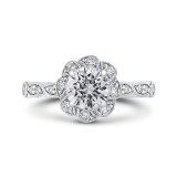 Shah Luxury 14K Two-Tone Gold Round Diamond Floral Halo Engagement Ring (Semi-Mount) photo