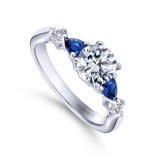 Gabriel & Co. 14k White Gold Contemporary 3 Stone Diamond & Gemstone Engagement Ring photo 3