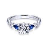 Gabriel & Co. 14k White Gold Contemporary 3 Stone Diamond & Gemstone Engagement Ring photo