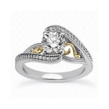 14k White Gold Diamond Semi-Mount Antique Engagement Ring photo