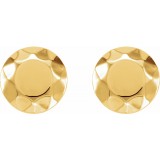 14K Yellow Faceted Design Circle Earrings photo 2
