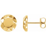 14K Yellow Faceted Design Circle Earrings photo