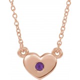 14K Rose Amethyst Heart 16 Necklace photo
