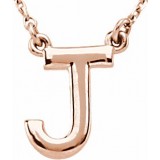 14K Rose Block Initial J 16 Necklace photo
