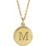 14K Yellow Engravable Beaded Disc 16-18 Necklace photo 3