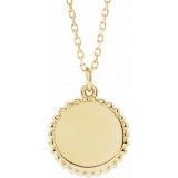 14K Yellow Engravable Beaded Disc 16-18 Necklace photo