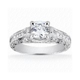 14k White Gold Diamond Semi-Mount Antique Engagement Ring photo