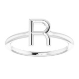 14K White Initial R Ring photo 3