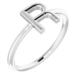 14K White Initial R Ring photo