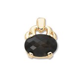 14K Yellow Gold 18X13 Oval Smokey Quartz Pendant photo