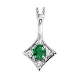 Gems One 14Kt White Gold Diamond (1/20Ctw) & Emerald (1/6 Ctw) Pendant photo