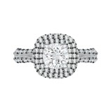 Shah Luxury 14K White Gold with Black Rhodium Tips Round Diamond Double Halo Engagement Ring (Semi-Mount) photo