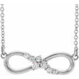 14K White 1/8 CTW Diamond Infinity-Inspired Bar 18 Necklace photo