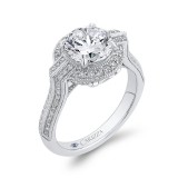 Shah Luxury 14K White Gold Round Diamond Cathedral Style Engagement Ring (Semi-Mount) photo 2