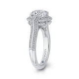 Shah Luxury 14K White Gold Round Diamond Cathedral Style Engagement Ring (Semi-Mount) photo 3