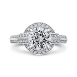 Shah Luxury 14K White Gold Round Diamond Cathedral Style Engagement Ring (Semi-Mount) photo