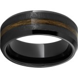 Black Diamond Ceramic Beveled Edge Band with Bourbon Barrel Aged Inlay and Grain Finish photo