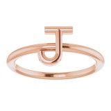 14K Rose Initial J Ring photo 3