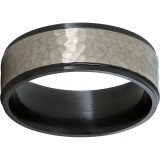 Black Zirconium Flat Band with Grooved Edges and Hammer Finish photo
