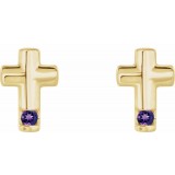 14K Yellow Amethyst Cross Earrings photo 2