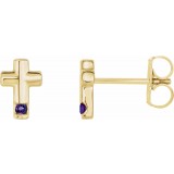14K Yellow Amethyst Cross Earrings photo