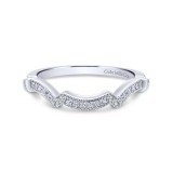 Gabriel & Co. 14k White Gold Victorian Curved Wedding Band photo