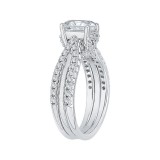 Shah Luxury 14K White Gold Oval Diamond Engagement Ring with Split Shank (Semi-Mount) photo 3