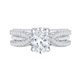Shah Luxury 14K White Gold Oval Diamond Engagement Ring with Split Shank (Semi-Mount) photo