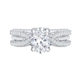 Shah Luxury 14K White Gold Oval Diamond Engagement Ring with Split Shank (Semi-Mount) photo