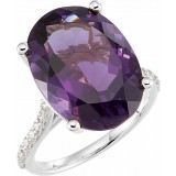 14K White Amethyst & 1/4 CTW Diamond Ring photo