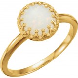 14K Yellow 8 mm Round Opal Ring photo