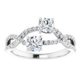 14K White 3/4 CTW Diamond Two-Stone Ring photo 3