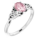 14K White Morganite Celtic-Inspired Ring photo