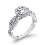 Shah Luxury 14K White Gold Round Diamond Hexagon Shape Halo Engagement Ring (Semi-Mount) photo 2