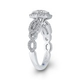 Shah Luxury 14K White Gold Round Diamond Hexagon Shape Halo Engagement Ring (Semi-Mount) photo 3