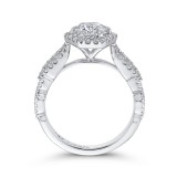 Shah Luxury 14K White Gold Round Diamond Hexagon Shape Halo Engagement Ring (Semi-Mount) photo 4