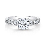 18k White Gold Prong and Bezel Set Round Diamond Engagement Ring photo