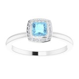 14K White Aquamarine & .05 CTW Diamond Ring photo 3